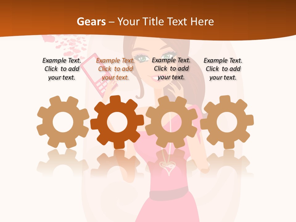 Drawing Girl Mobile PowerPoint Template