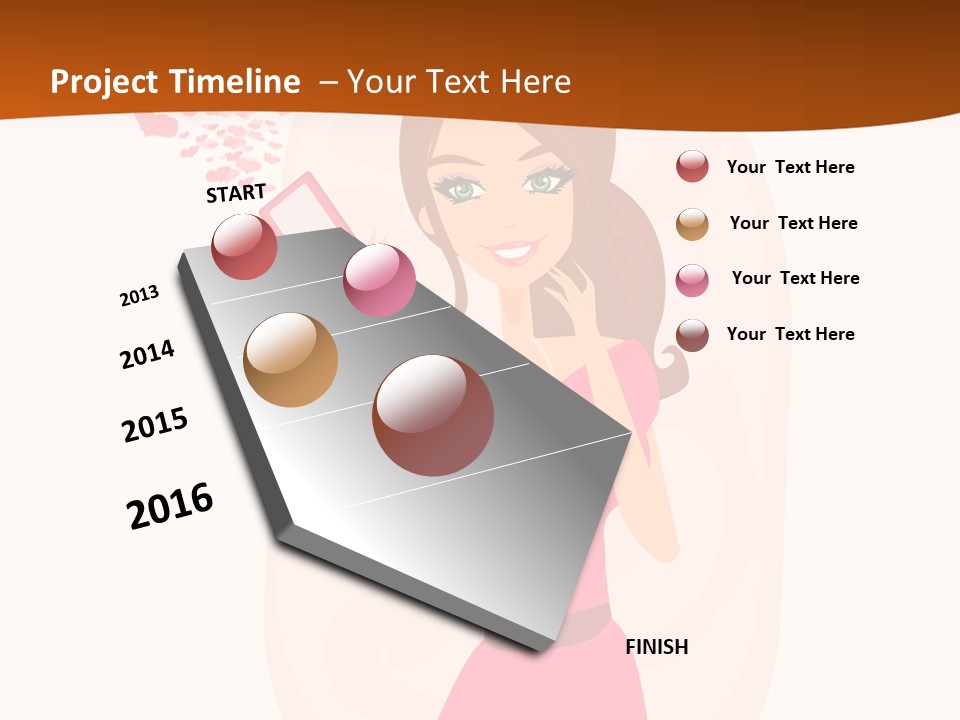 Drawing Girl Mobile PowerPoint Template