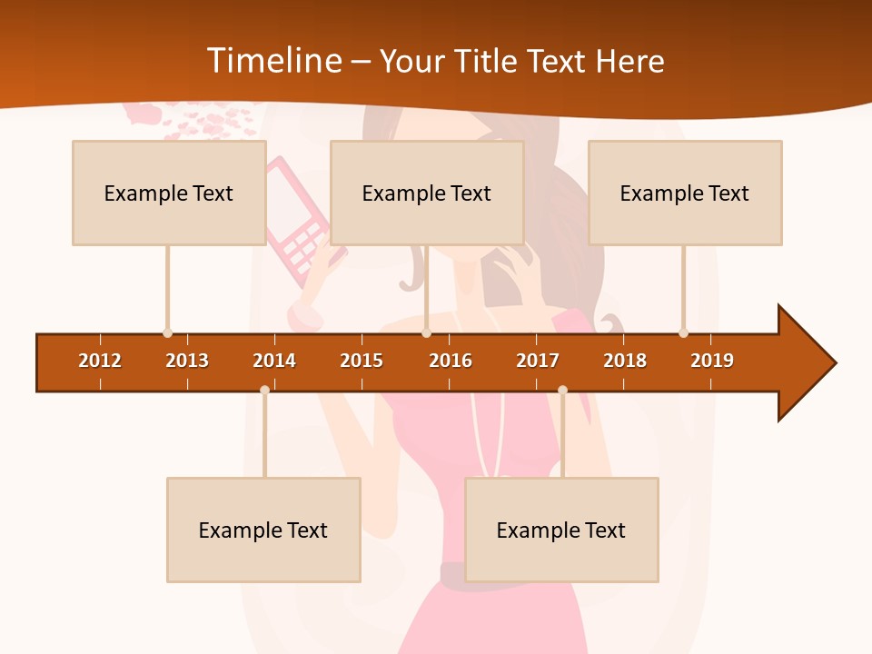 Drawing Girl Mobile PowerPoint Template