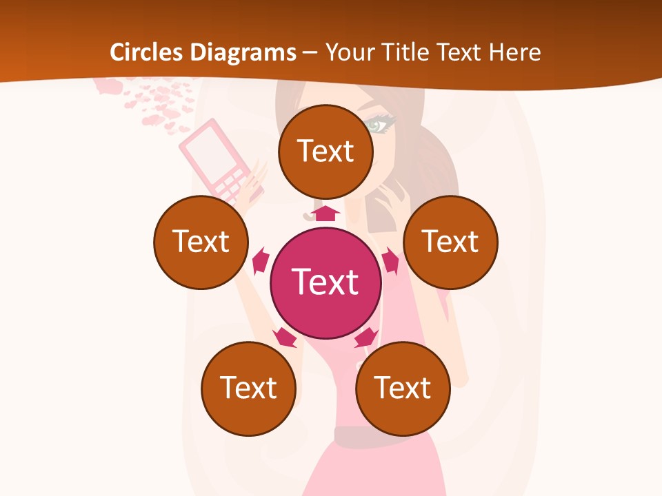 Drawing Girl Mobile PowerPoint Template