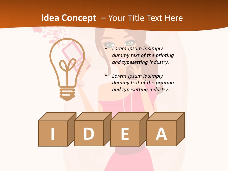 Drawing Girl Mobile PowerPoint Template