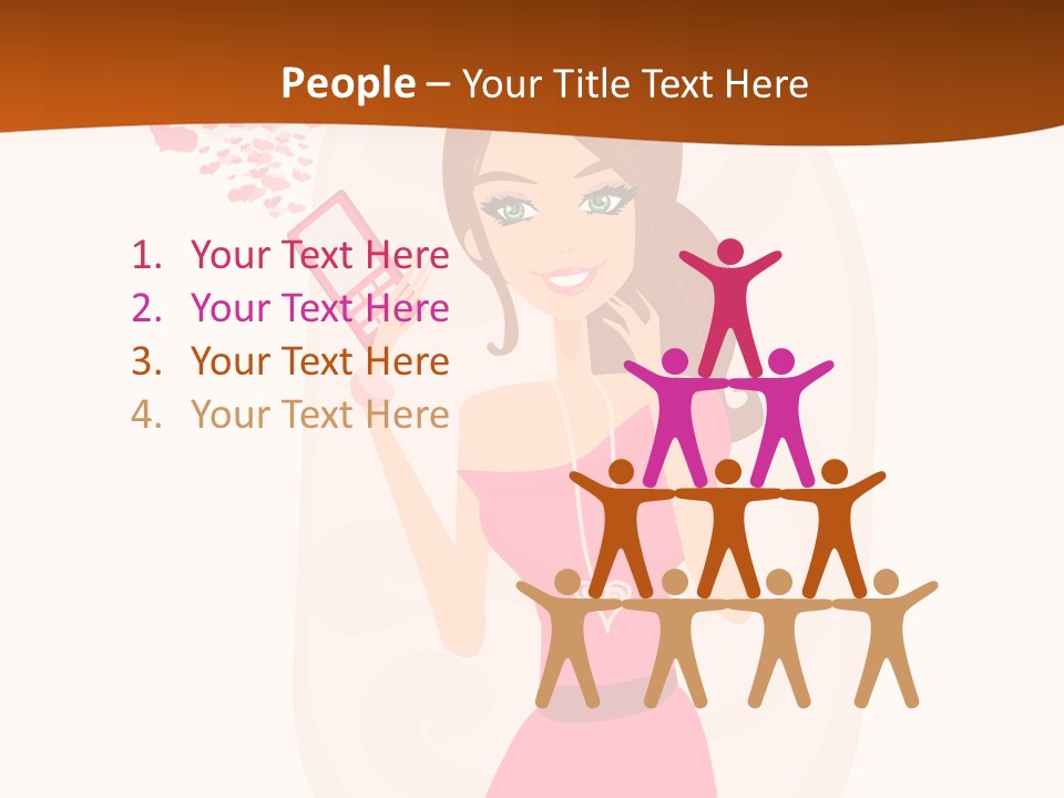 Drawing Girl Mobile PowerPoint Template
