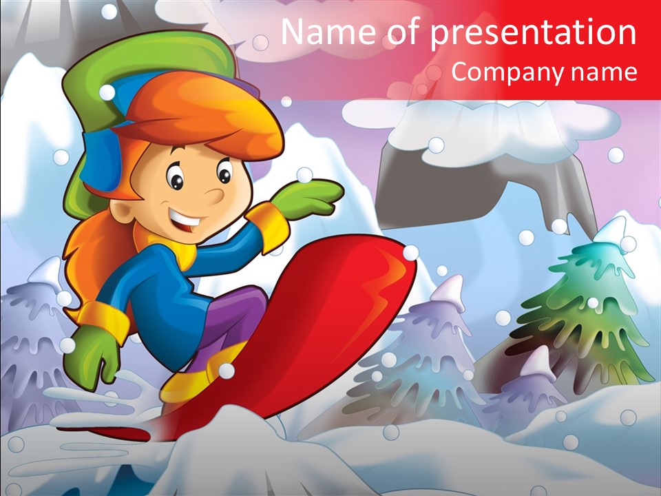 Misty Snowboarding Teenager PowerPoint Template