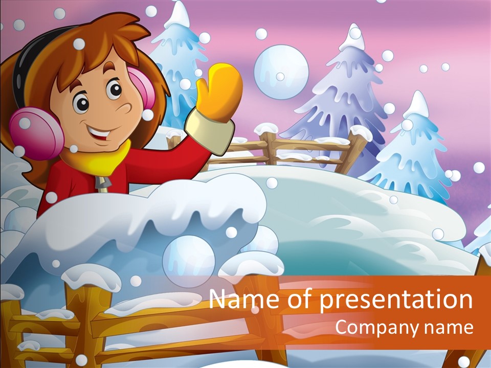 Ice Girl Snowfall PowerPoint Template