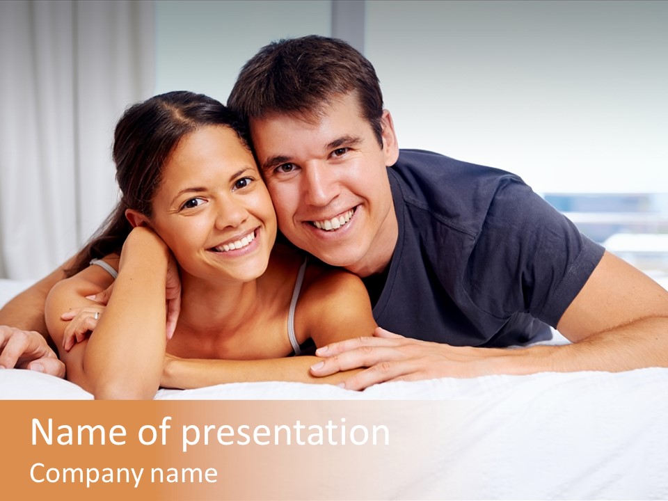 Cute Couple Looking PowerPoint Template