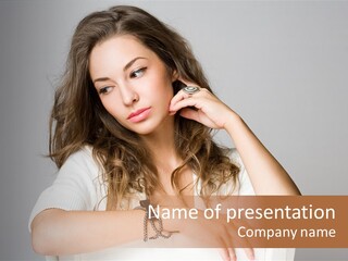 Brunette Choosing Sad PowerPoint Template