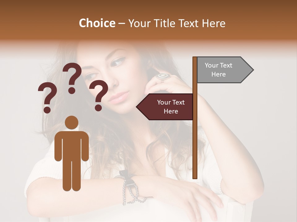 Brunette Choosing Sad PowerPoint Template
