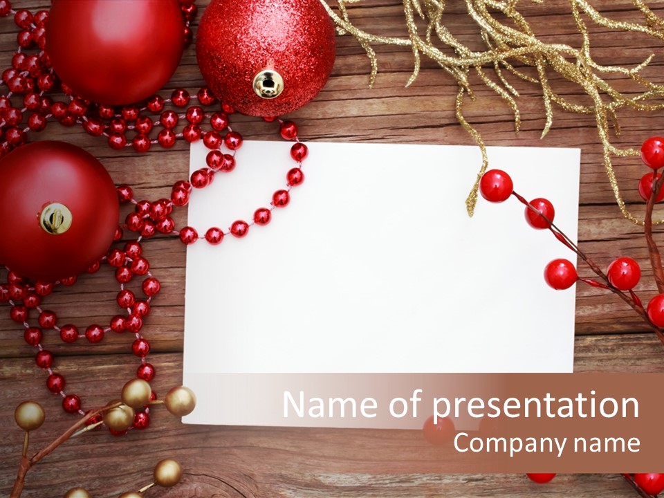 Message Xmas Wooden Board PowerPoint Template
