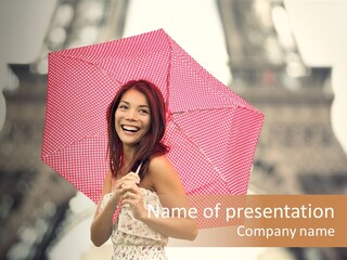 Brunette Girl Paris PowerPoint Template