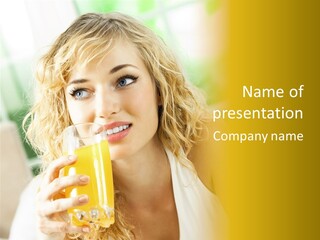 Successful Only Female Smiling PowerPoint Template