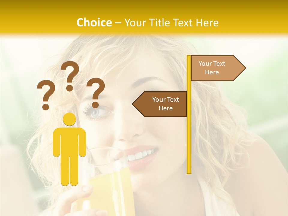 Successful Only Female Smiling PowerPoint Template