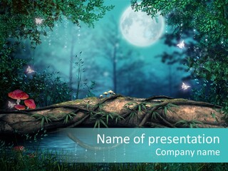 Staw Drzewo Noc PowerPoint Template