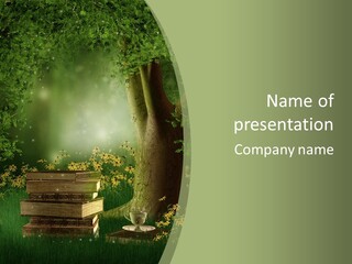 Zaczarowany Kwiat Zielony PowerPoint Template