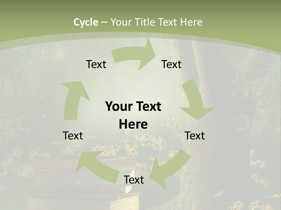 Zaczarowany Kwiat Zielony PowerPoint Template
