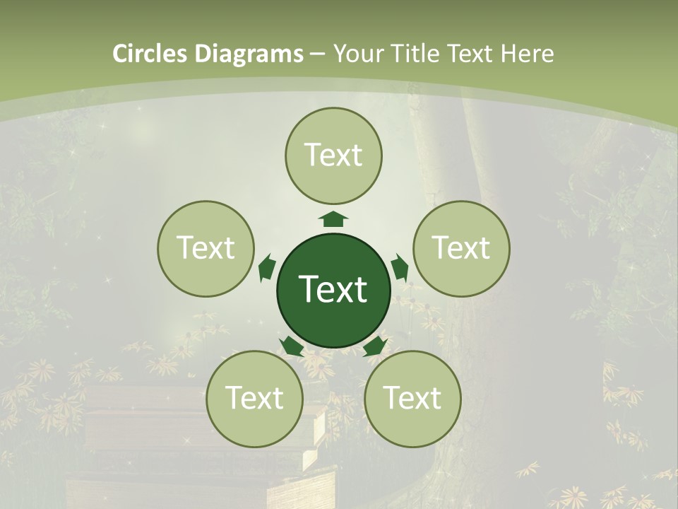 Zaczarowany Kwiat Zielony PowerPoint Template