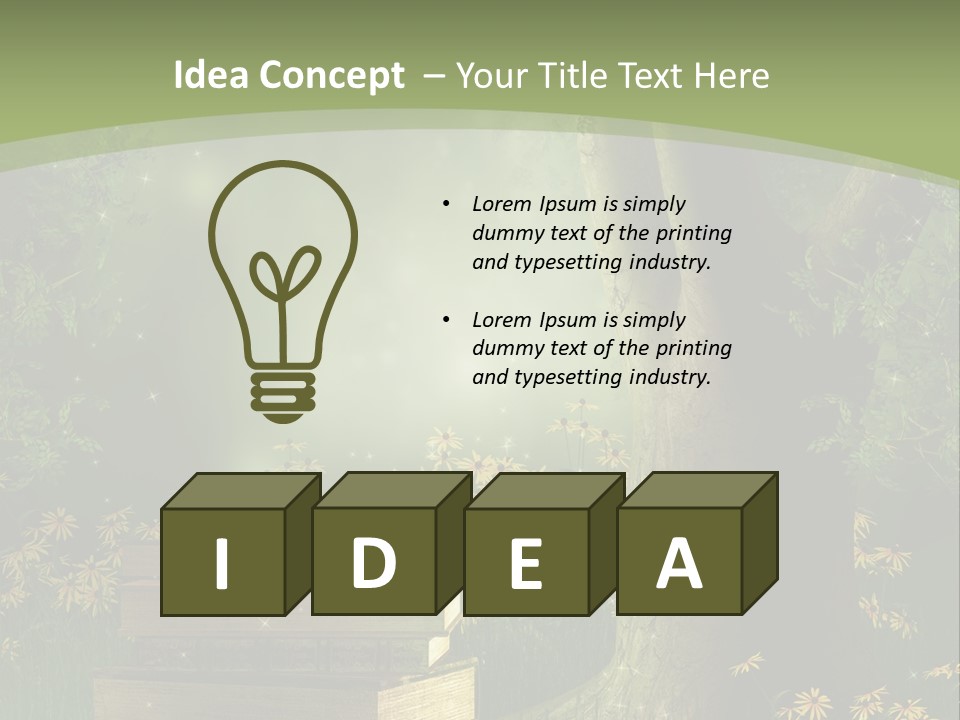Zaczarowany Kwiat Zielony PowerPoint Template