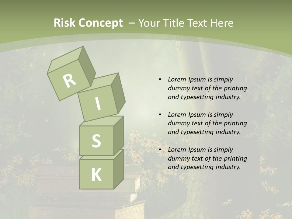 Zaczarowany Kwiat Zielony PowerPoint Template