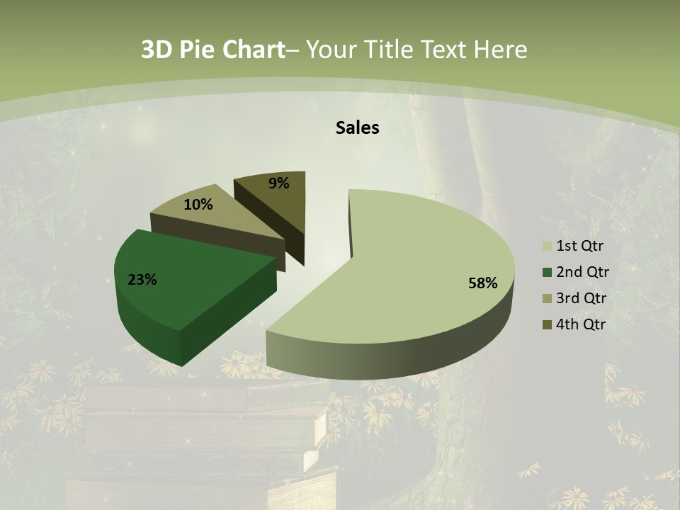 Zaczarowany Kwiat Zielony PowerPoint Template