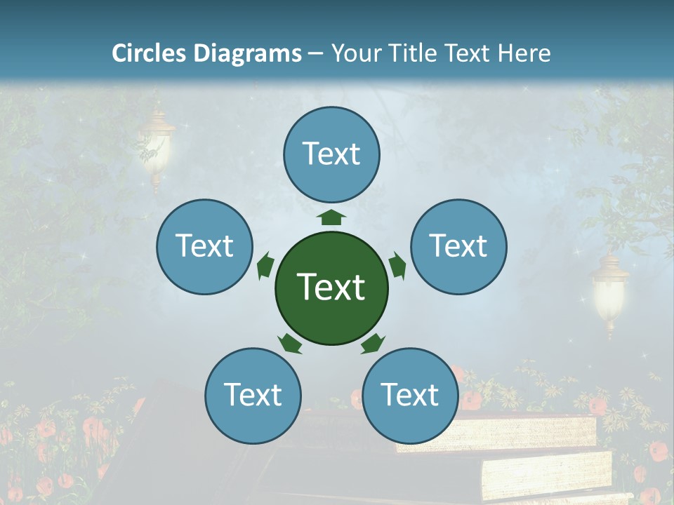 Zielony Kwiat Polana PowerPoint Template