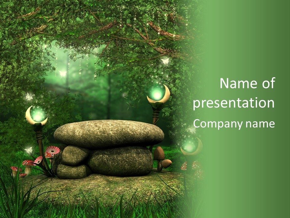 Magiczny Kamie Kwiat PowerPoint Template