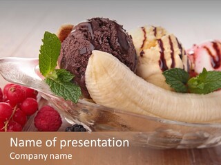 Berry Syrup Banana Split PowerPoint Template