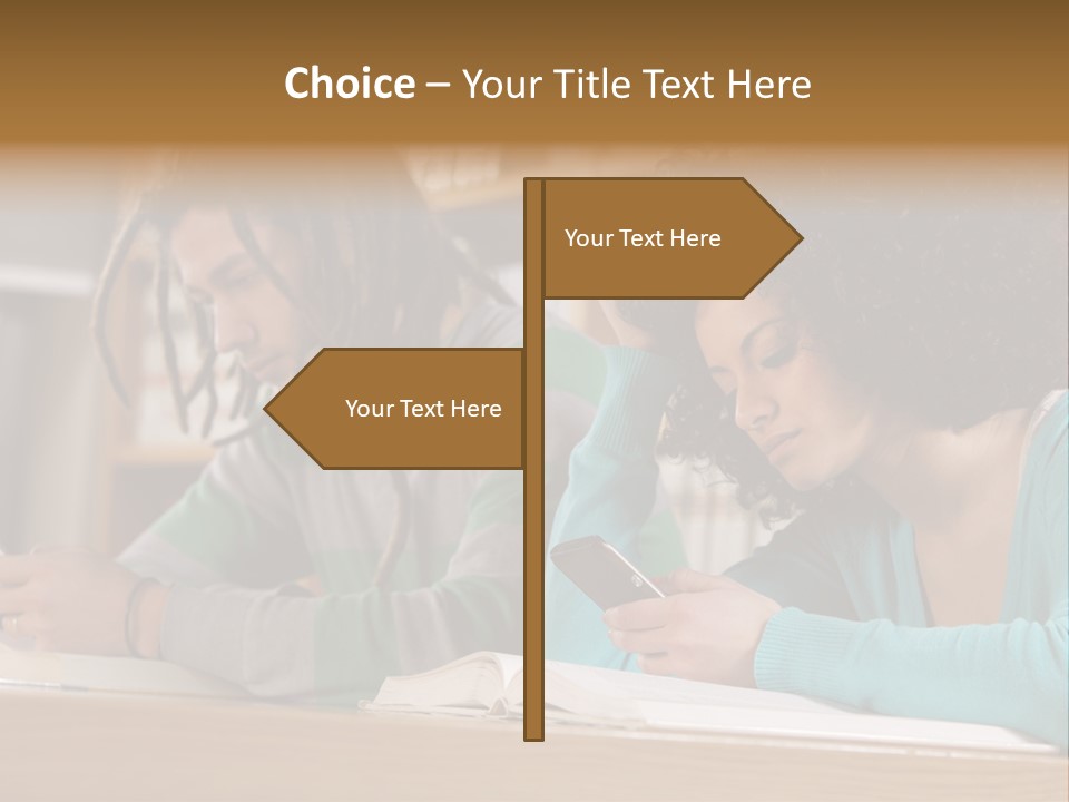 Smart Phone Young Man Campus PowerPoint Template