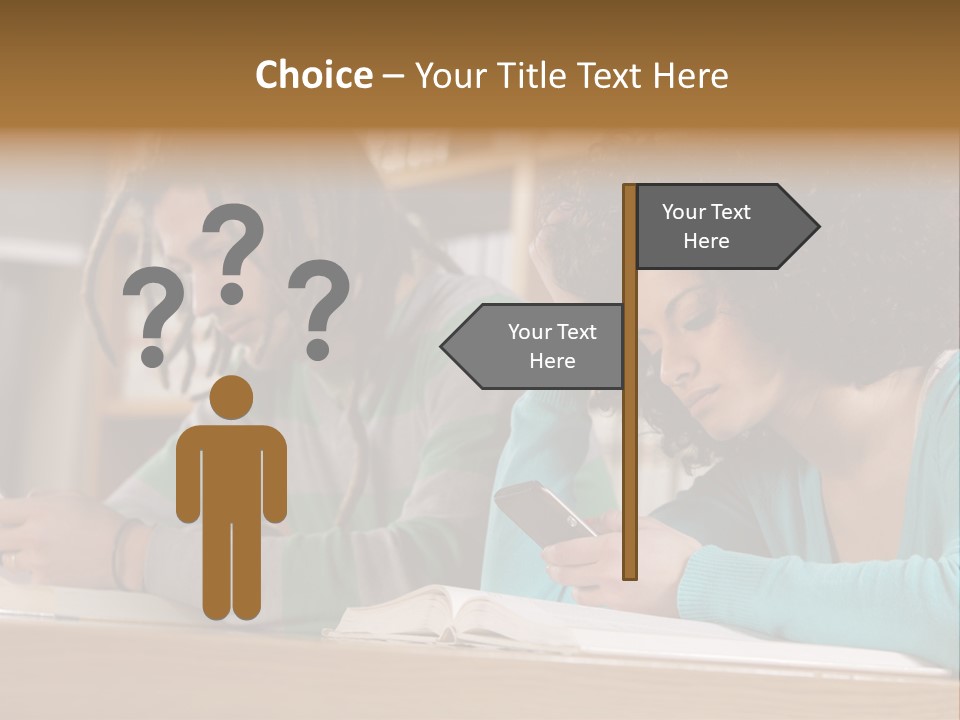 Smart Phone Young Man Campus PowerPoint Template