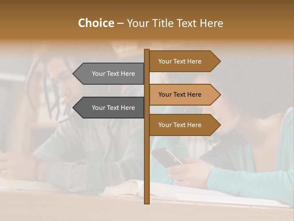Smart Phone Young Man Campus PowerPoint Template
