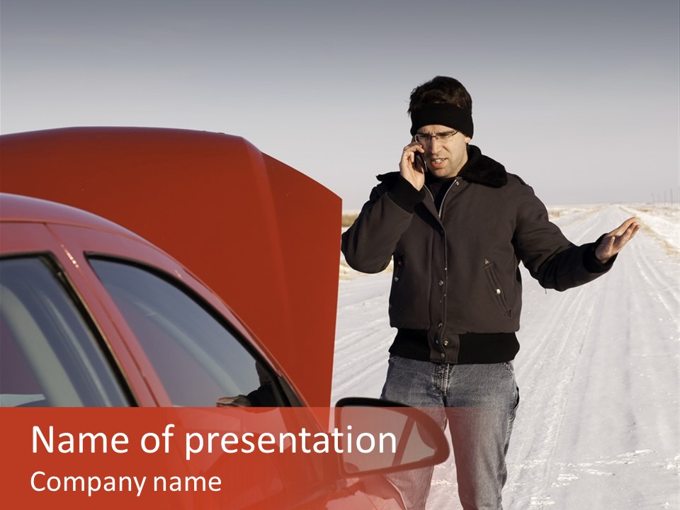 Road Automobile Phone PowerPoint Template