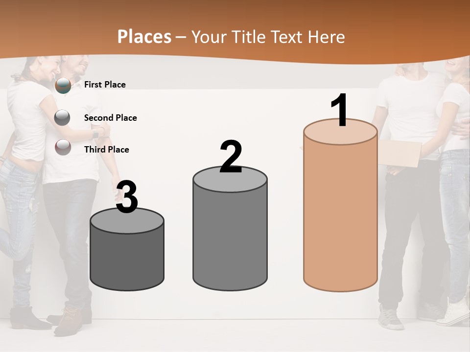 A Group Of People Standing Next To A White Wall PowerPoint Template