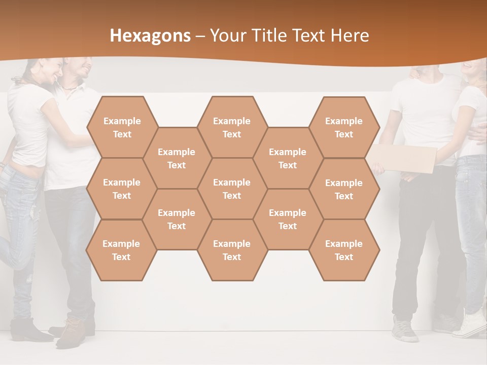 A Group Of People Standing Next To A White Wall PowerPoint Template