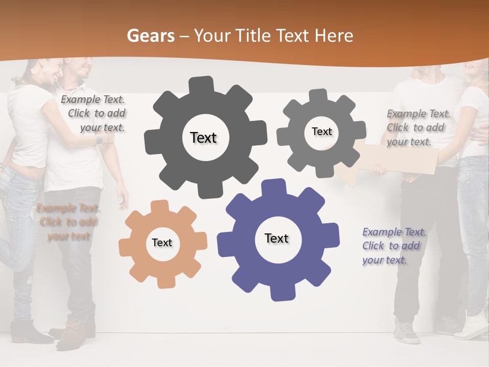 A Group Of People Standing Next To A White Wall PowerPoint Template