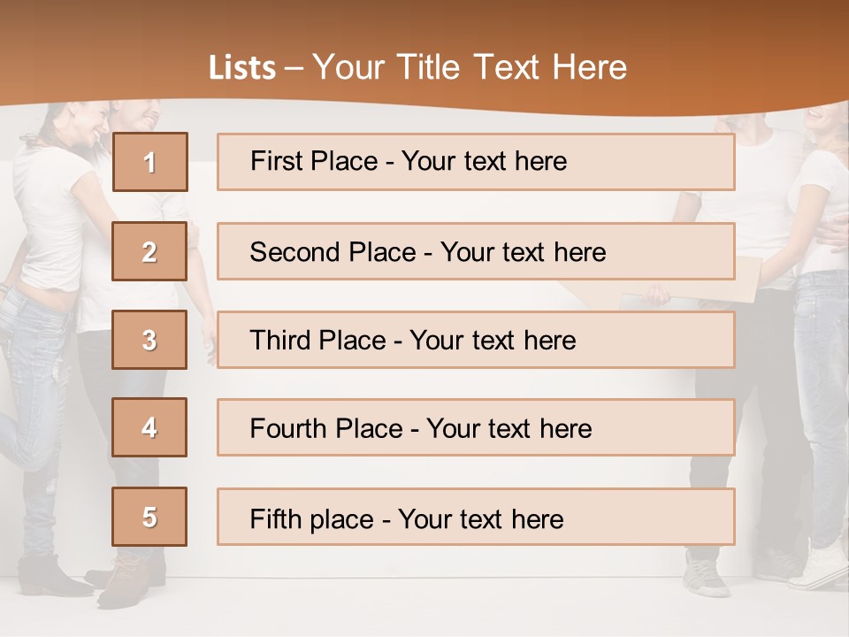 A Group Of People Standing Next To A White Wall PowerPoint Template