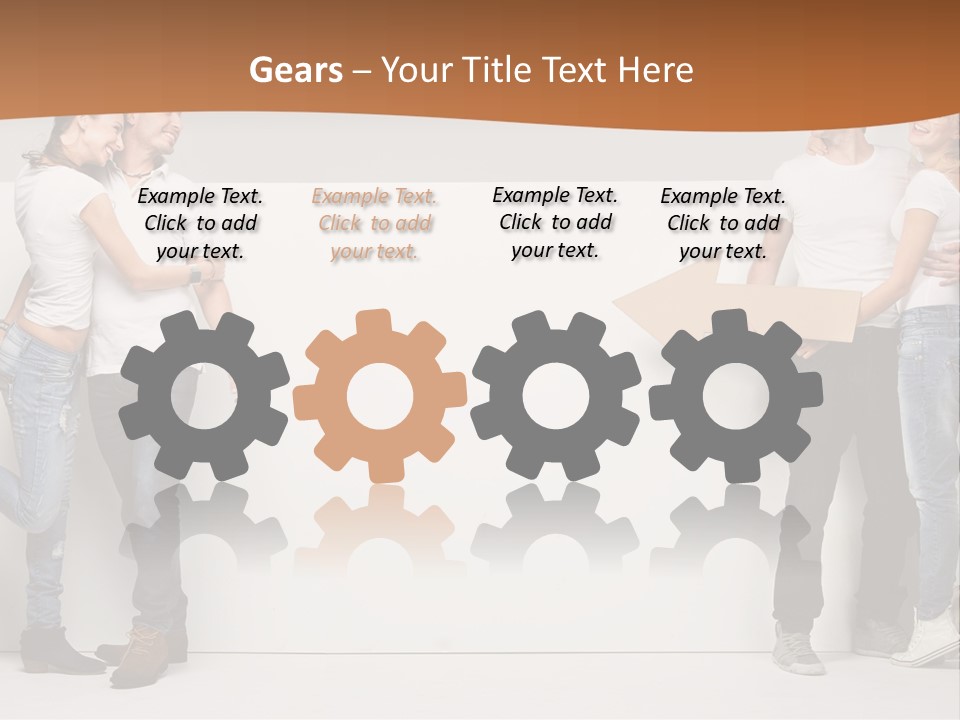 A Group Of People Standing Next To A White Wall PowerPoint Template