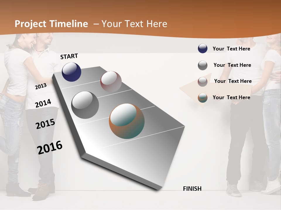 A Group Of People Standing Next To A White Wall PowerPoint Template