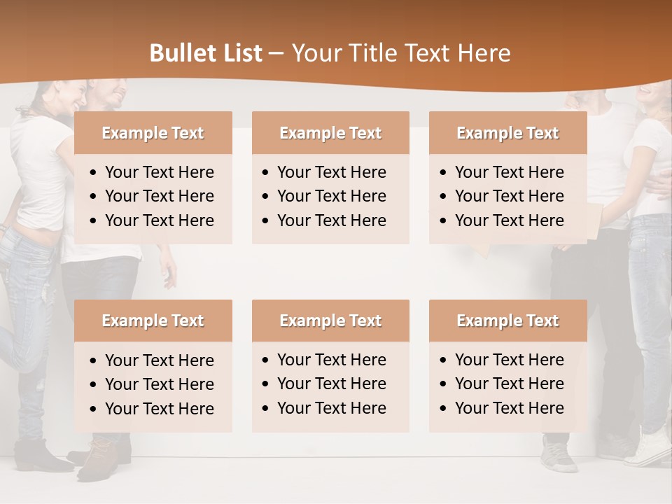 A Group Of People Standing Next To A White Wall PowerPoint Template