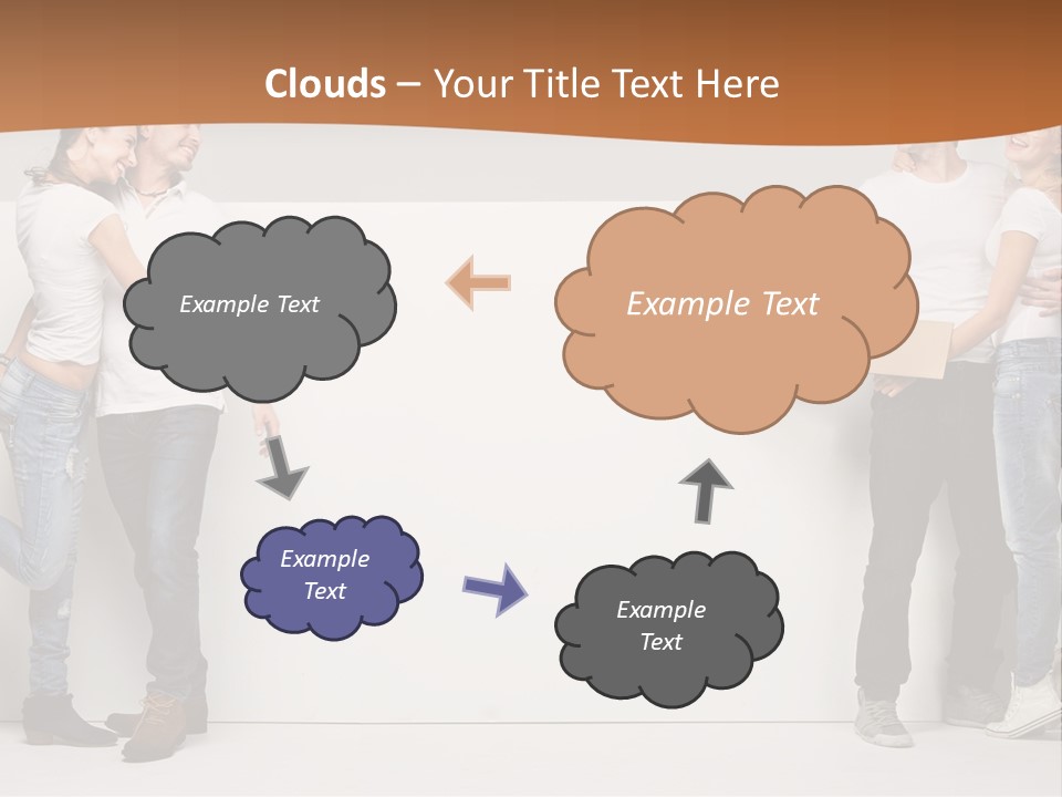 A Group Of People Standing Next To A White Wall PowerPoint Template