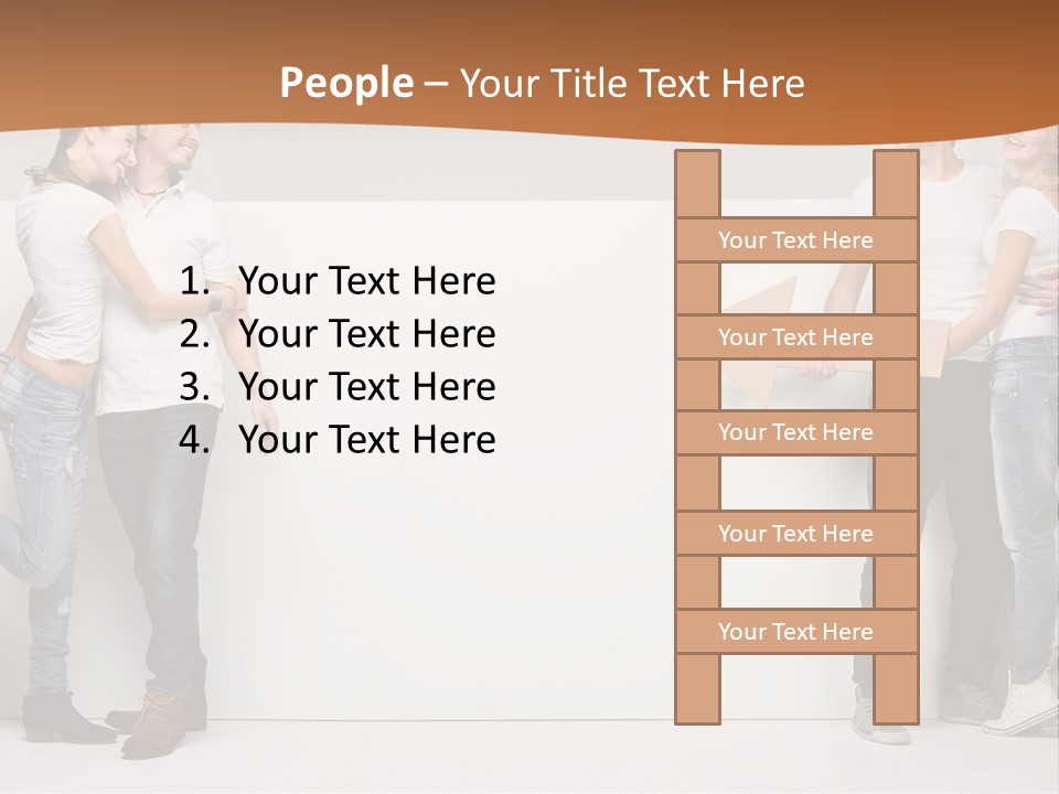 A Group Of People Standing Next To A White Wall PowerPoint Template