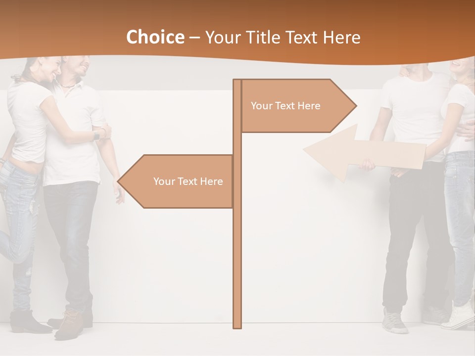 A Group Of People Standing Next To A White Wall PowerPoint Template