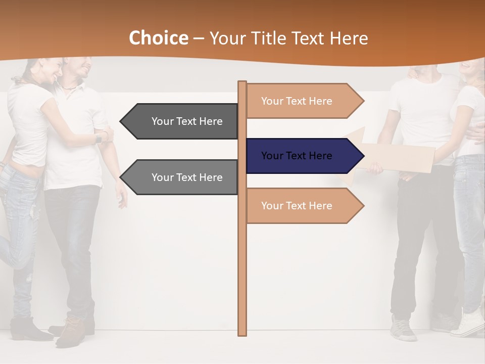 A Group Of People Standing Next To A White Wall PowerPoint Template