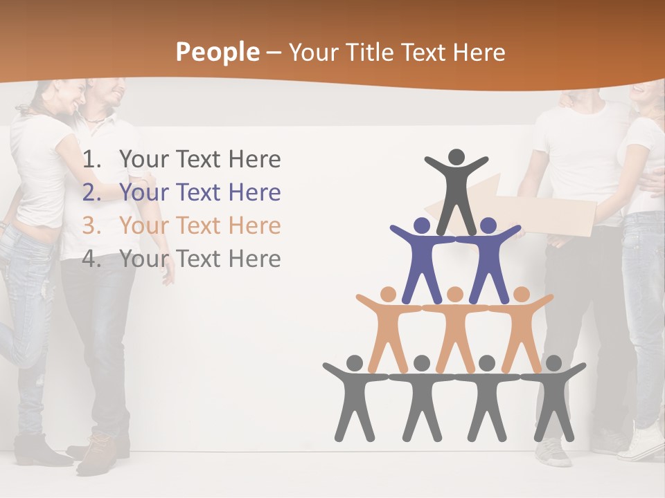 A Group Of People Standing Next To A White Wall PowerPoint Template