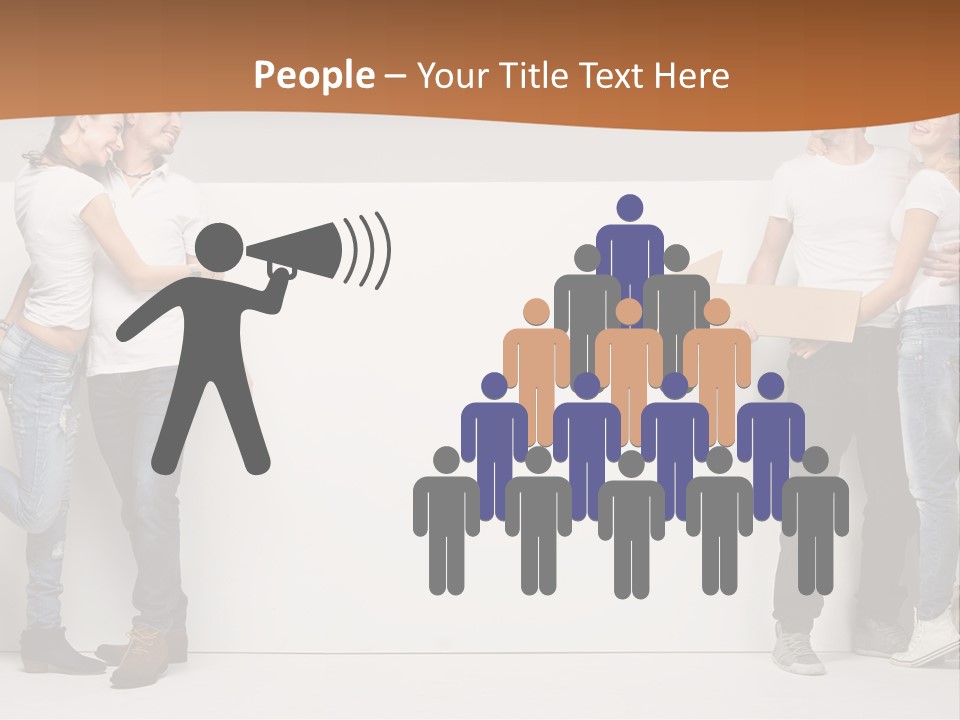 A Group Of People Standing Next To A White Wall PowerPoint Template