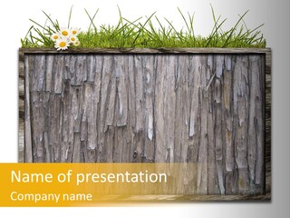 A Piece Of Wood With Grass On Top Of It PowerPoint Template