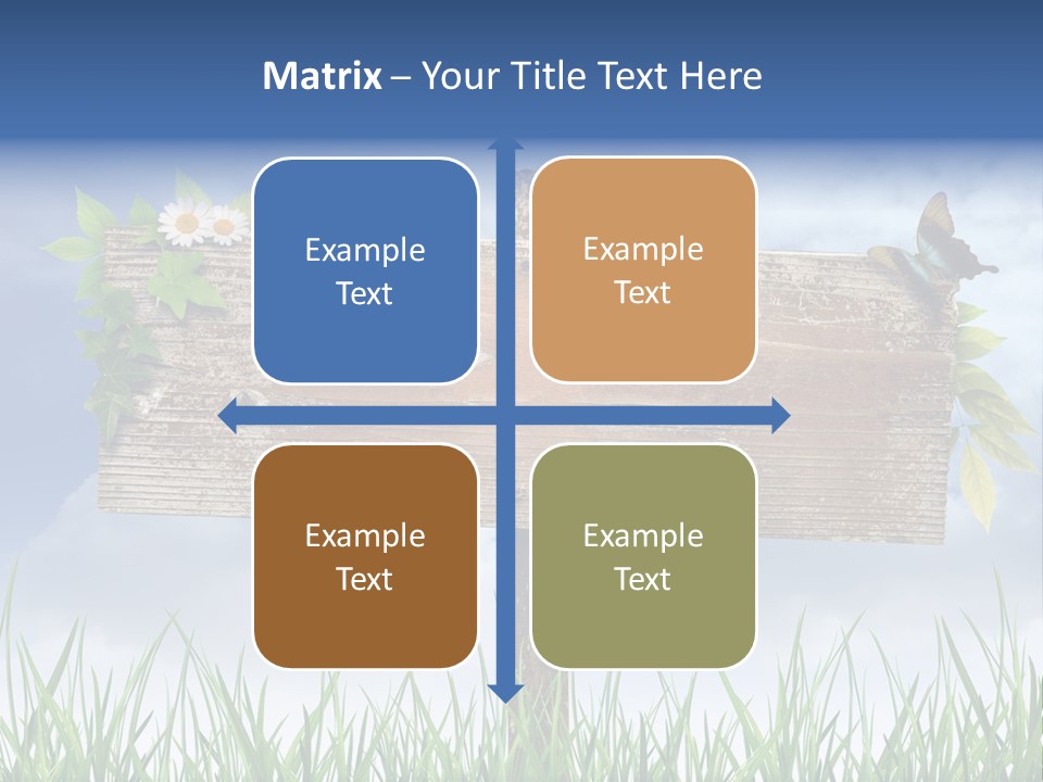 A Wooden Sign Sitting In The Grass With A Sky Background PowerPoint Template