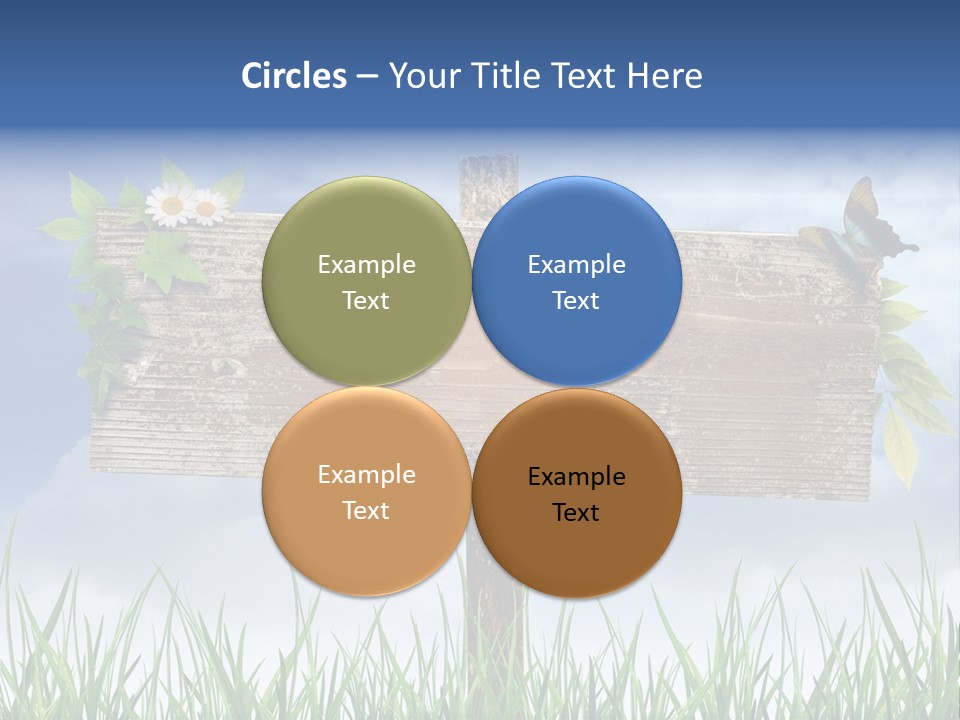 A Wooden Sign Sitting In The Grass With A Sky Background PowerPoint Template