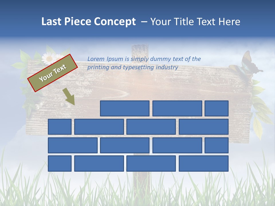 A Wooden Sign Sitting In The Grass With A Sky Background PowerPoint Template