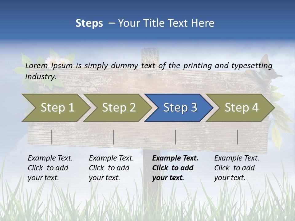 A Wooden Sign Sitting In The Grass With A Sky Background PowerPoint Template