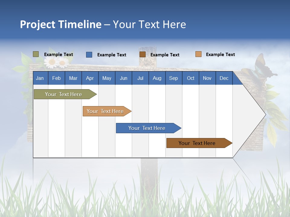 A Wooden Sign Sitting In The Grass With A Sky Background PowerPoint Template