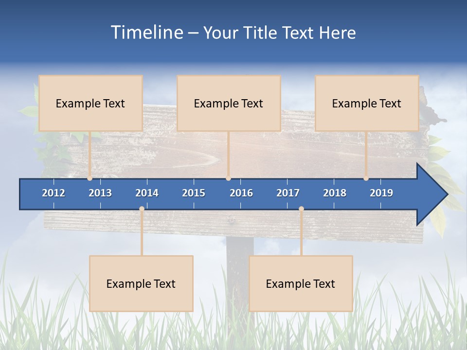 A Wooden Sign Sitting In The Grass With A Sky Background PowerPoint Template