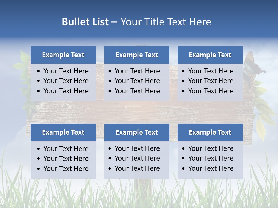 A Wooden Sign Sitting In The Grass With A Sky Background PowerPoint Template